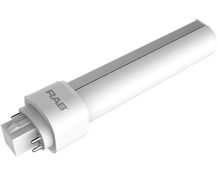 RAB Lighting PLC Horizontal Compact LED Lamp, 9W, 3000K, G24q Base, Ballast Compatible, PLC-9-H-830-DIR