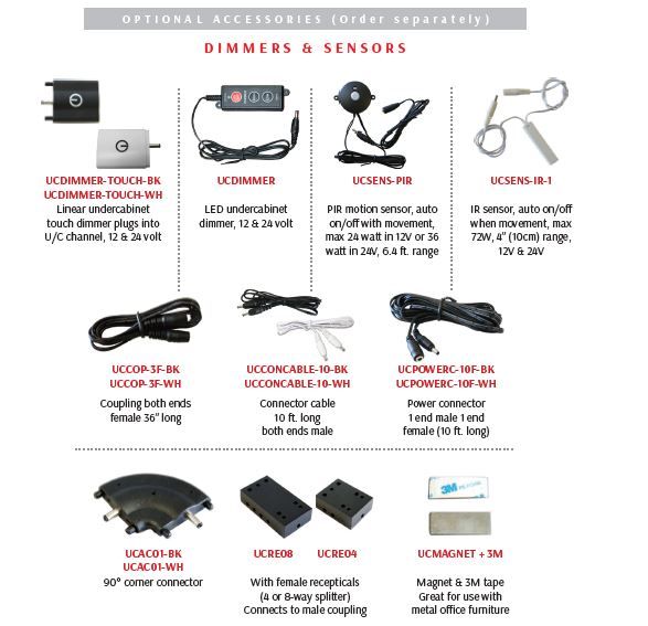 Westgate LED Undercabinet Lighting Accessories , UCCOP-3F-WH