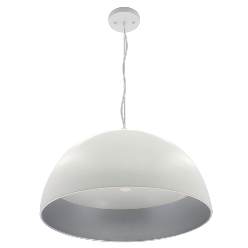 Westgate Mfg Modern Dome Pendant, 25W, CCT Selectable, TRIAC, 12 In., White with Silver Interior, LCFD-MCT5-WS