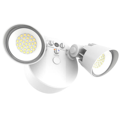 Westgate Mfg SLX 2-Head Flood Light, 16-25W, CCT Selectable, TRIAC Dimming, IP65, White, SLX-2H-MCTP-WH-D