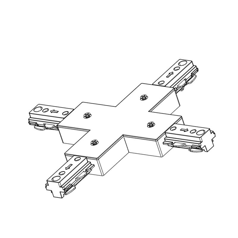 Westgate Mfg 3-Wire Track X Connector, White, TR-XC-WH