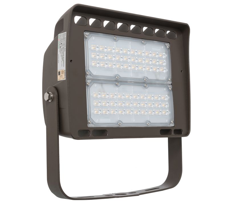 Westgate Mfg LF4 Architectural Flood Light, 80W, 5000K, 0-10V Dimmable, IP65, U-Bracket, Dark Bronze, LF4-80CW-TR
