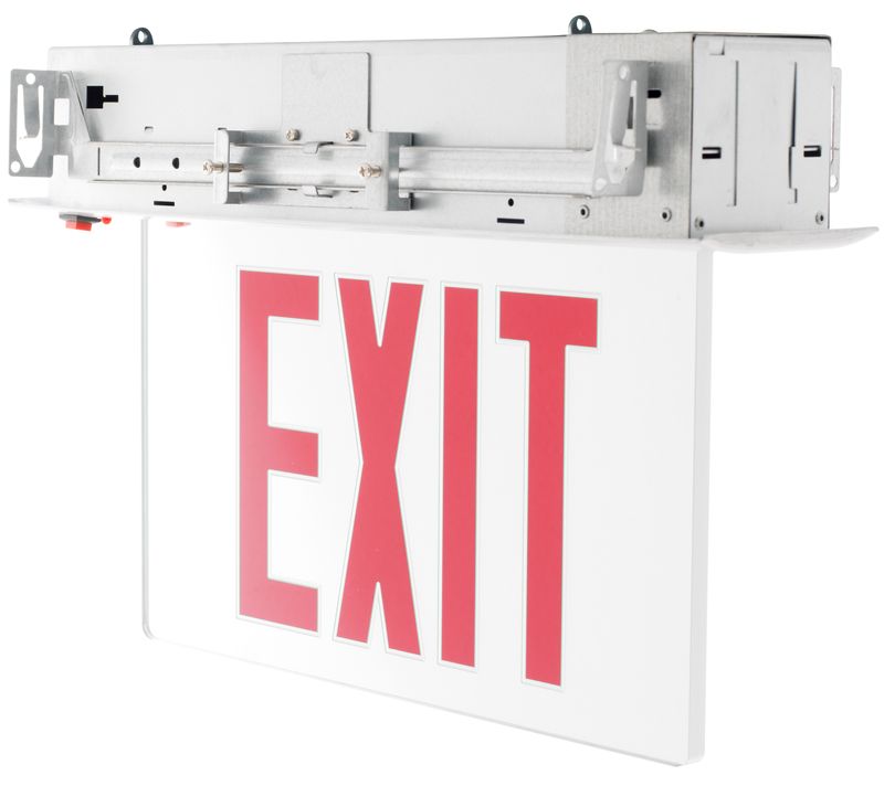 Westgate Recessed Edgelit LED Exit Sign Red Letter Single Face Clear White, XTR-1RCW-EM