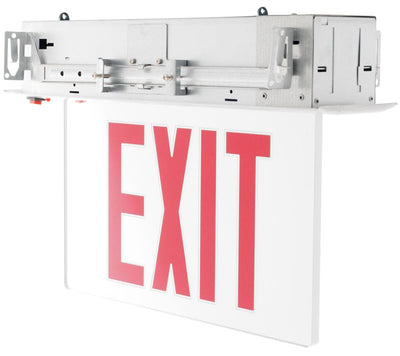 Westgate Recessed Edgelit LED Exit Sign Green Letter Double Face Mirror Aluminum, XTR-2GMA-EM