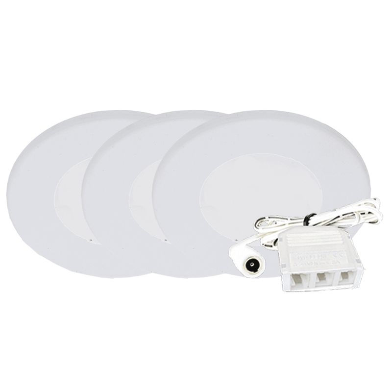Westgate PL12 3" LED Slim Puck Light 3-Pack - 2W - 4000K - 120 Lumens - 12V - White, PL12-3KIT-40K-WH
