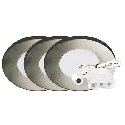 Westgate PL12 3" LED Slim Puck Light 3-Pack - 2W - 4000K - 120 Lumens - 12V - Brushed Nickel, PL12-3KIT-40K-BN