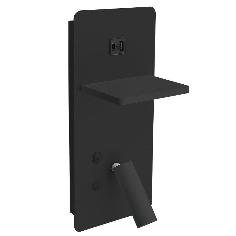 Westgate Mfg Bedside Reading Light, 10W, 3000K, CRI90, Vertical Surface Mount, USB Charging, Black, BRL-SV-BK