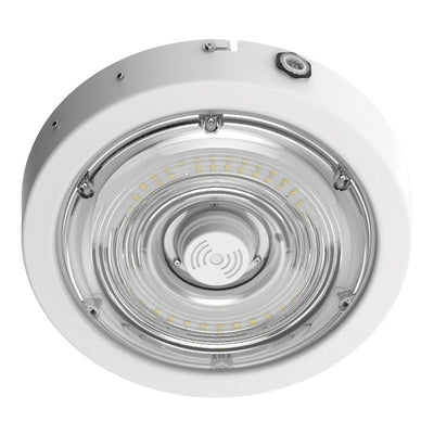 Westgate Mfg Builder Series Round Canopy, 30/40/50W, CCT Selectable, Emergency Battery, Sensor Ready, White, CXER-30-50W-MCTP-SR-EM-WH