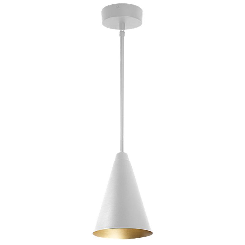 Westgate Mfg Cone Pendant, 7 In., 6/9/12W, 30/40/50K, 5 Ft. Downrod, White/Gold, LCFS-MCT-WH