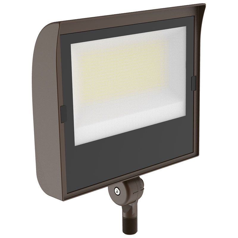 Westgate Mfg LFXE Builder Series Flood Light, 50/80/100W, CCT Selectable, 0-10V, Knuckle Mount, Bronze, LFXE-MD-50-100W-MCTP-KN-P