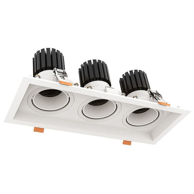 Westgate Mfg LED Recessed Light, 30W, 5000K, CRI90, 3-Slot Trim, TRIAC Dimmer, White, LRD-10W-50K-WTM3-WH