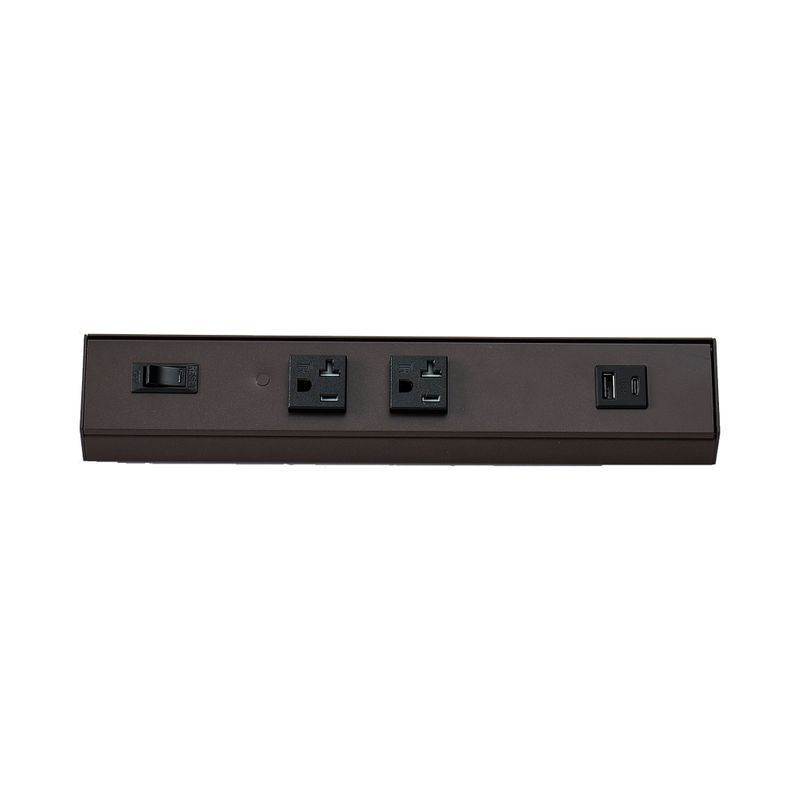 Westgate Mfg Angled Power Strip, 12 In., 2 Receptacle, 1 USB, 20A, Bronze, PSA-12-2R-1U-BR