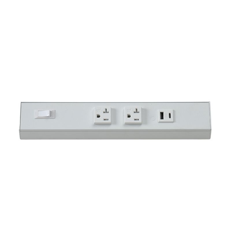 Westgate Mfg Angled Power Strip, 12 In., 2 Receptacle, 1 USB, 20A, White, PSA-12-2R-1U-WH