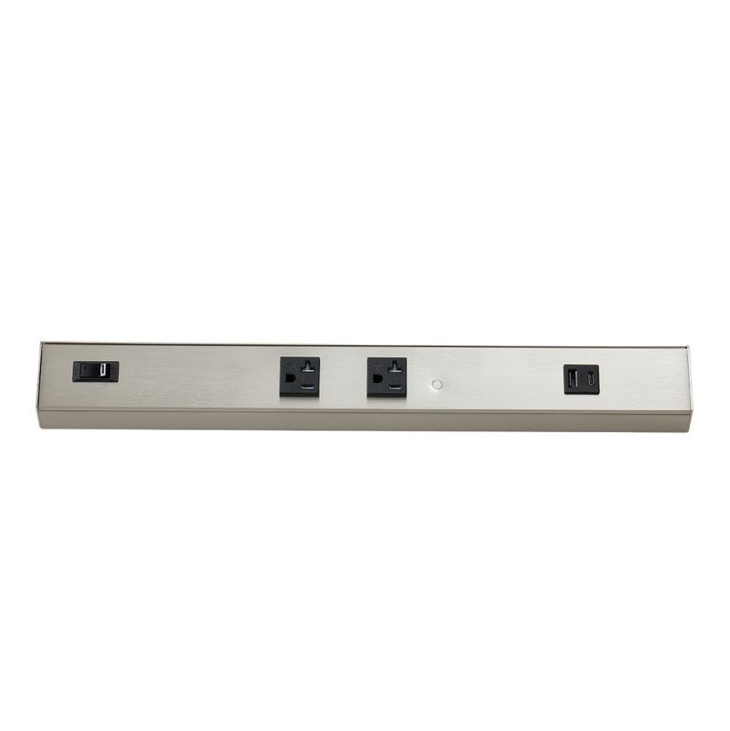 Westgate Mfg Angled Power Strip, 18 In., 2 Receptacle, 1 USB, 20A, Black, PSA-18-2R-1U-BN