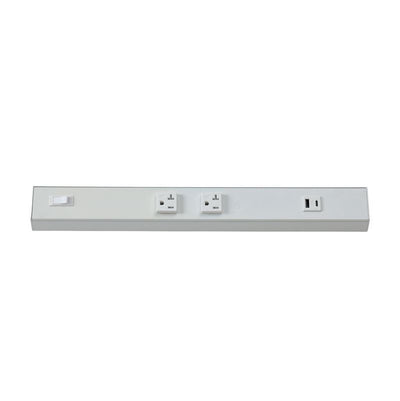 Westgate Mfg Angled Power Strip, 18 In., 2 Receptacle, 1 USB, 20A, White, PSA-18-2R-1U-WH