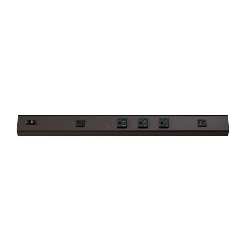 Westgate Mfg Power Strip, 24 In., 3-Receptacle, 2 USB, 20A, Bronze, PSA-24-3R-2U-BR