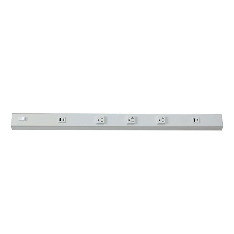 Westgate Mfg Power Strip, 30 In., 3-Receptacle, 2 USB, 20A, White, PSA-30-3R-2U-WH