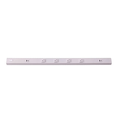 Westgate Mfg Power Strip, 36 In., 4-Receptacle, 2 USB, 20A, White, PSA-36-4R-2U-WH