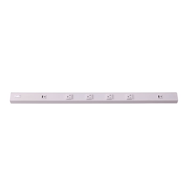 Westgate Mfg Power Strip, 36 In., 4-Receptacle, 2 USB, 20A, White, PSA-36-4R-2U-WH