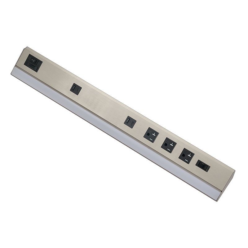 Westgate Mfg Power Strip and Undercabinet Light, 36 In., 4-Outlet, CCT Selectable, CRI90, Black Nickel, PSAL-36-4R-MCT5-BN