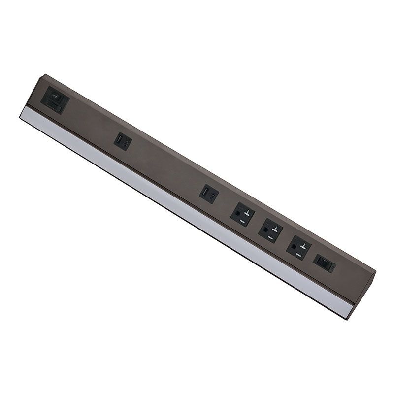 Westgate Mfg Power Strip with Undercabinet Light, 13 In., 1-Receptacle, 420 lm, CRI90, CCT Selectable, Bronze, PSAL-13-1R-MCT5-BR
