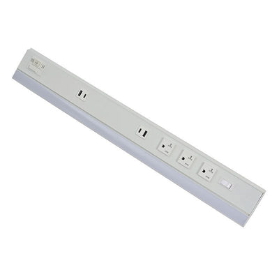 Westgate Mfg Power Strip with Undercabinet Light, 13 In., 1-Receptacle, 420 lm, CRI90, CCT Selectable, White, PSAL-13-1R-MCT5-WH