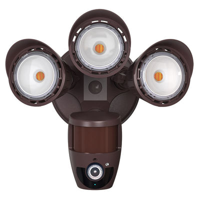Westgate Mfg 3-Head LED Security Light, 30W, CCT Selectable, Built-in Camera, Bronze, SL-30W-MCT-BR-CAM