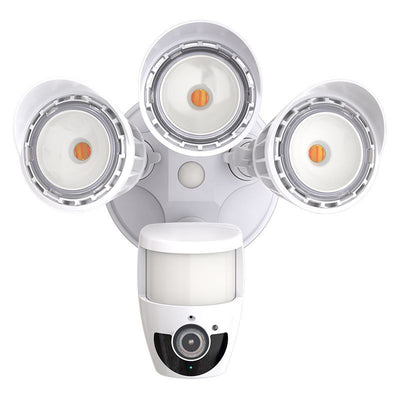 Westgate Mfg 3-Head LED Security Light, 30W, CCT Selectable, Built-in Camera, White, SL-30W-MCT-WH-CAM