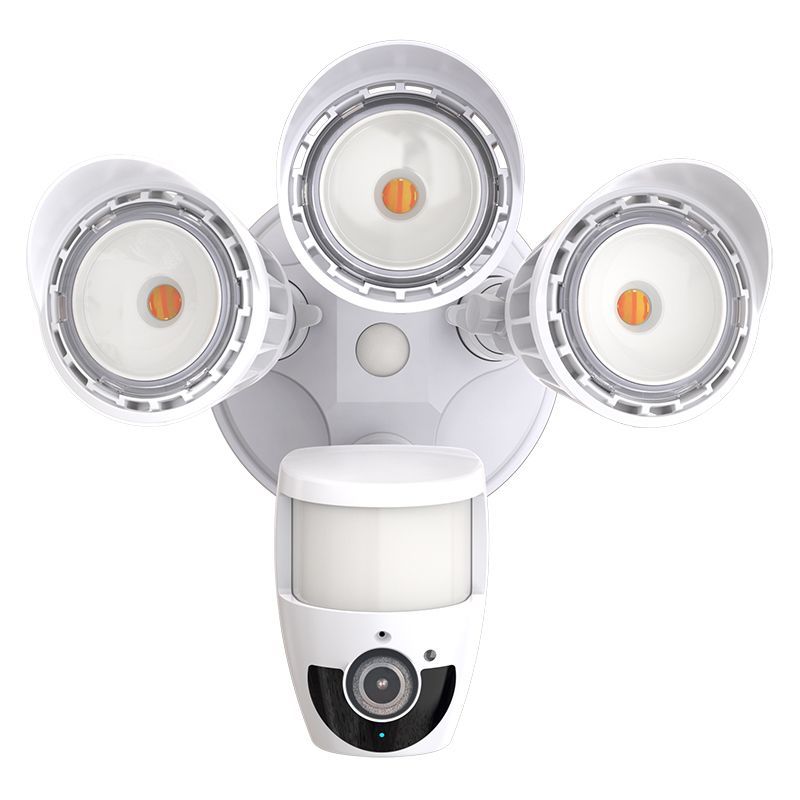 Westgate Mfg 3-Head LED Security Light, 30W, CCT Selectable, Built-in Camera, White, SL-30W-MCT-WH-CAM