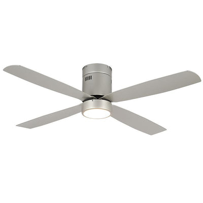 Westgate Mfg 52 In. 4-Blade Ceiling Fan and Light, 19W, 3000K, CRI90, Dimming, Brush Nickel, Silver Blades, WFL-118-WS-4B-52-30K-BN-S