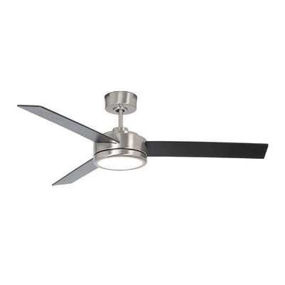 Westgate Mfg 52 In. DC Ceiling Fan with Light, 18W, CCT Selectable, CRI90, Remote, Brushed Nickel, Reversible Black/Silver Blades, WFL-DC-125-RC-3B-52-MCT5-BN-BK