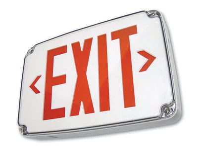 Westgate Mfg Wet Location LED Exit Sign, 3.2W, Single Face, Red Letters, Gray Panel, XT-WP-1RG-EM