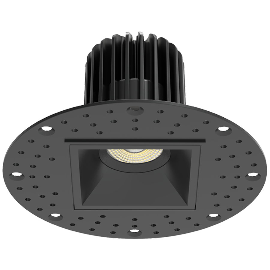 RAB Lighting R2STLB Trimless Downlight, 2 In. Square, 9W, CRI90, CCT Selectable, TRIAC, Black