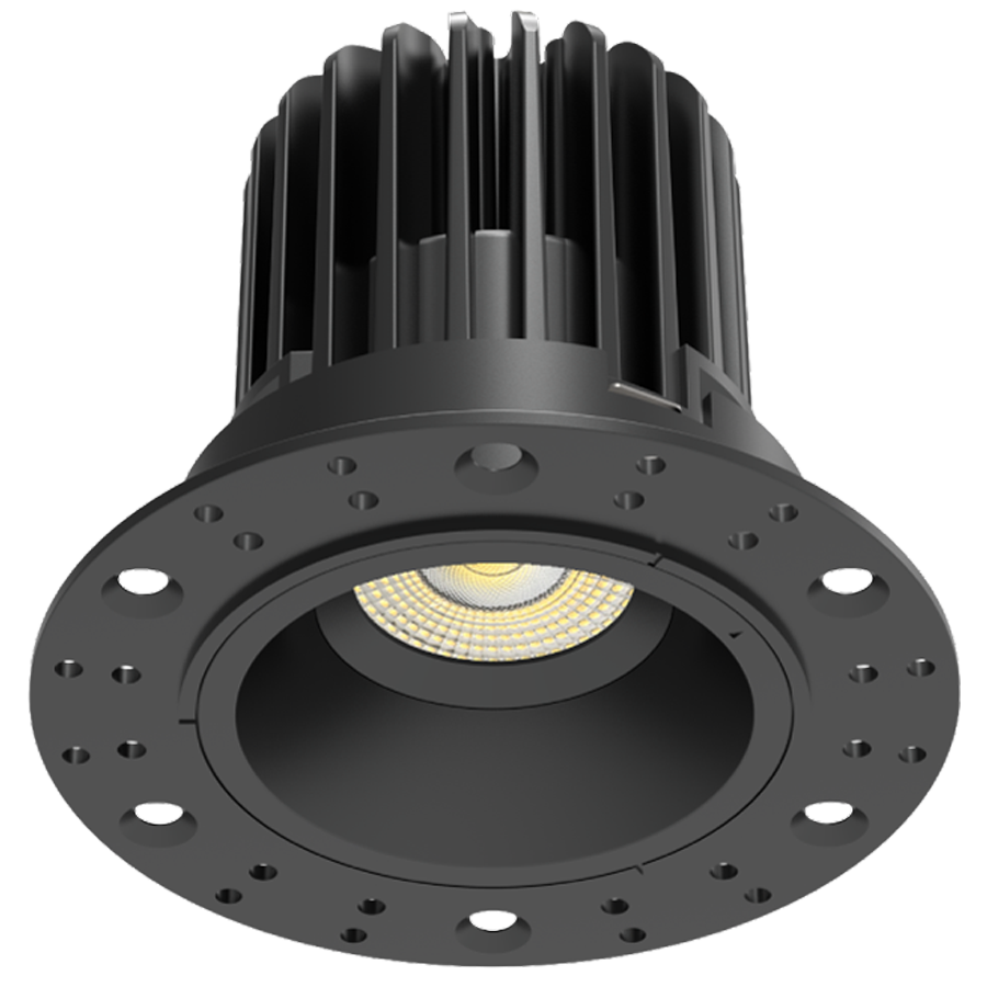 RAB Lighting R2TLB Trimless Downlight, 2 In. Round, 9W, CRI90, CCT Selectable, TRIAC, Black