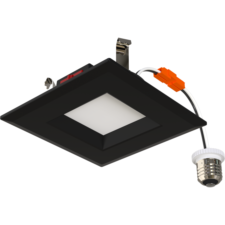 RAB Lighting R34S 4 In. Square Retrofit, 6W, CCT Selectable, CRI90, TRIAC/ELV, Black, R34S-4-B