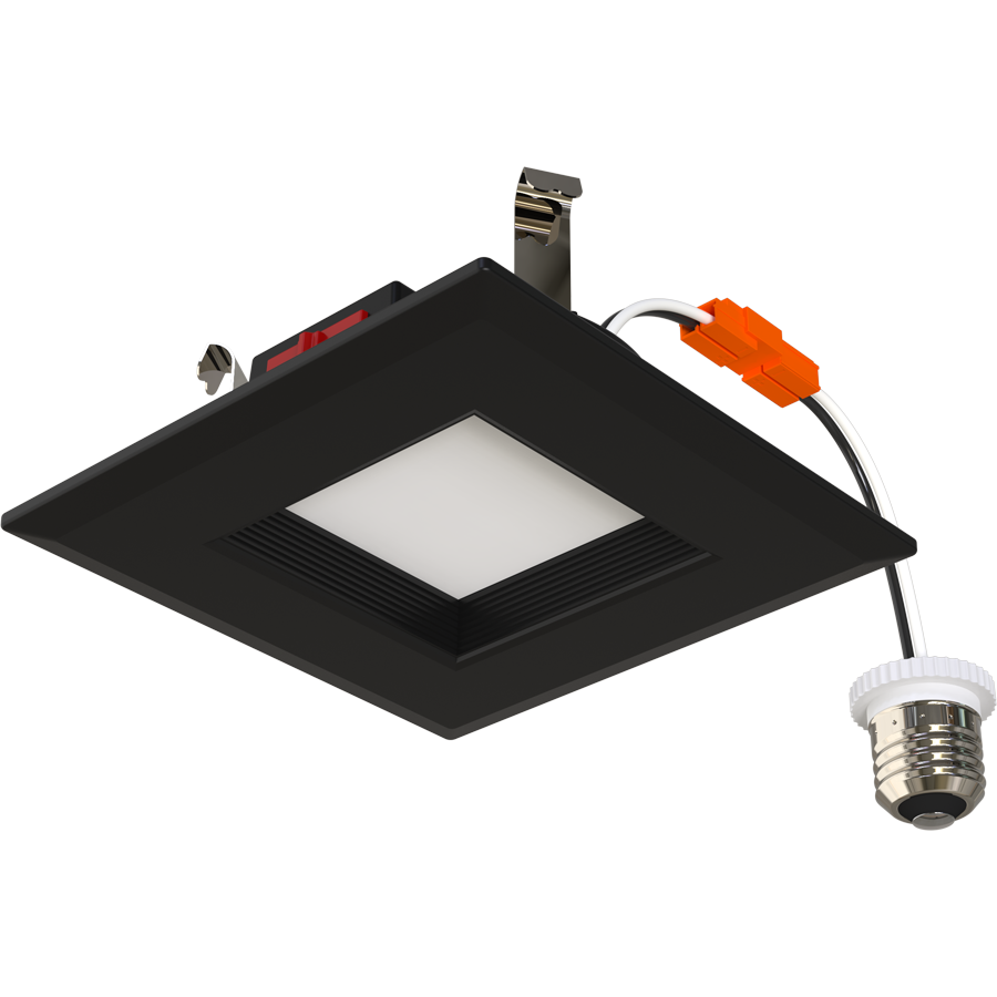 RAB Lighting R34S Retrofit Downlight, 4 In., 6W, CCT Selectable, CRI90, TRIAC/ELV, Black, R34S-4B-B