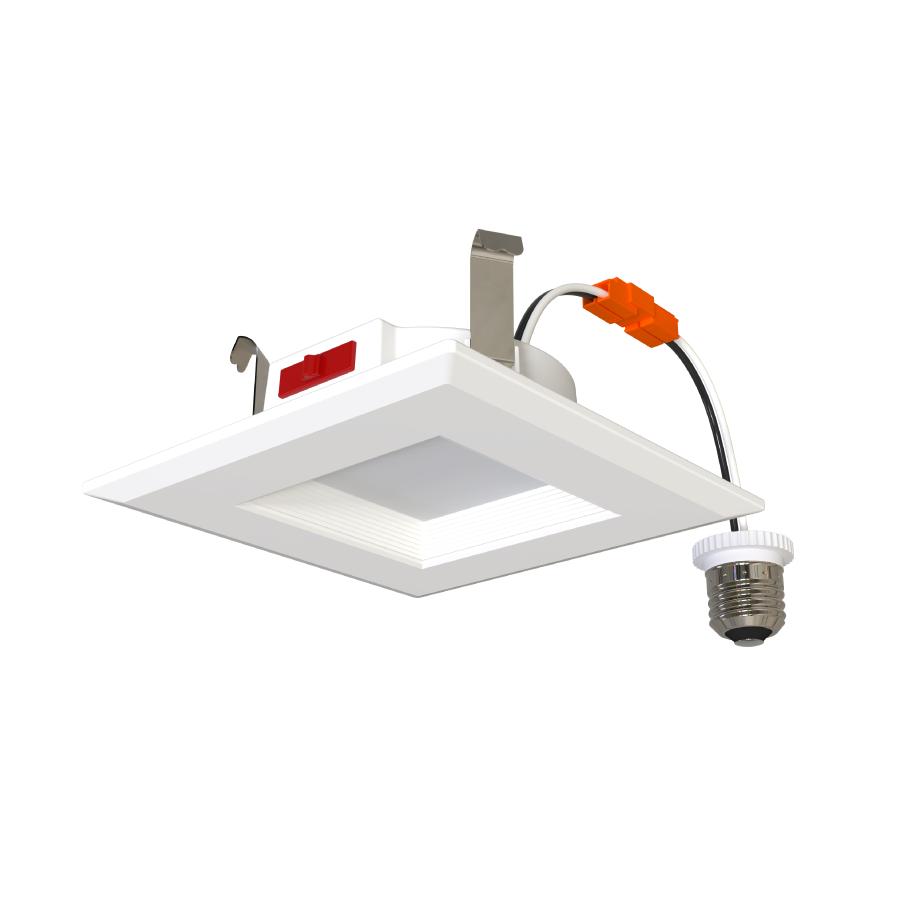 RAB Lighting R34S Retrofit Downlight, 4 In., 6W, CCT Selectable, CRI90, TRIAC/ELV, White, R34S-4B