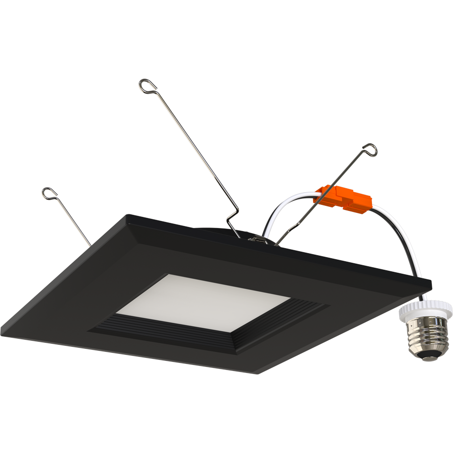 RAB Lighting R34S Retrofit Downlight, 6 In., 9W, CCT Selectable, CRI90, TRIAC/ELV, Black, R34S-6-B