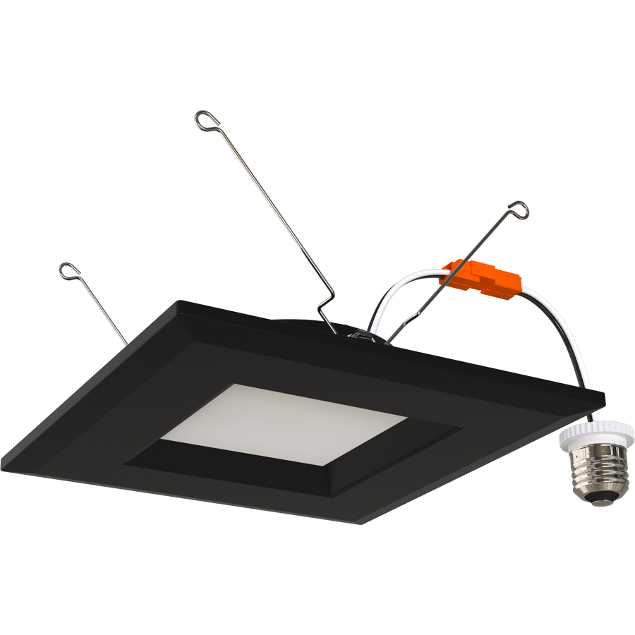 RAB Lighting R34S Retrofit Downlight, 6 In., 9W, CCT Selectable, CRI90, TRIAC/ELV, Black, R34S-6B-B