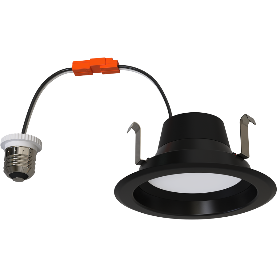 RAB Lighting R34X Retrofit Downlight, 4 In., 7/6/5W, CCT Selectable, TRIAC/ELV, Black, R34X-4-B