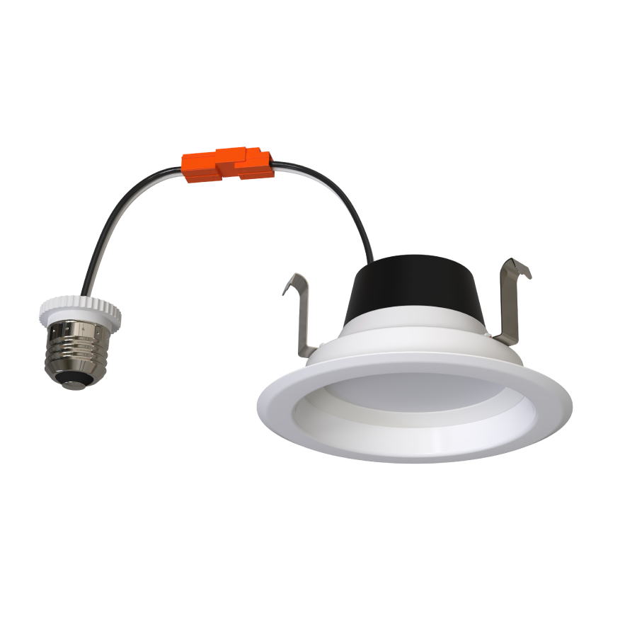 RAB Lighting R34X Retrofit Downlight, 4 In., 7/6/5W, CCT Selectable, TRIAC/ELV, White, R34X-4