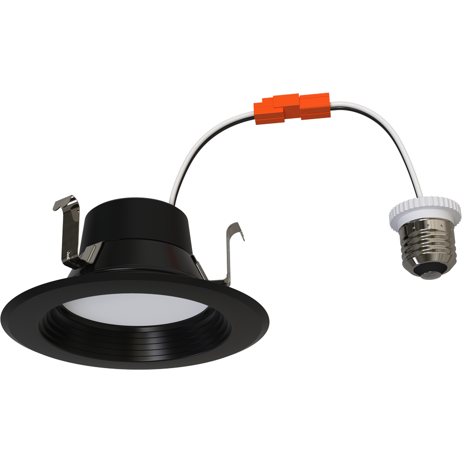 RAB Lighting R34X Retrofit Downlight, 4 In., 7/6/5W, CCT Selectable, TRIAC/ELV, Black, R34X-4B-B