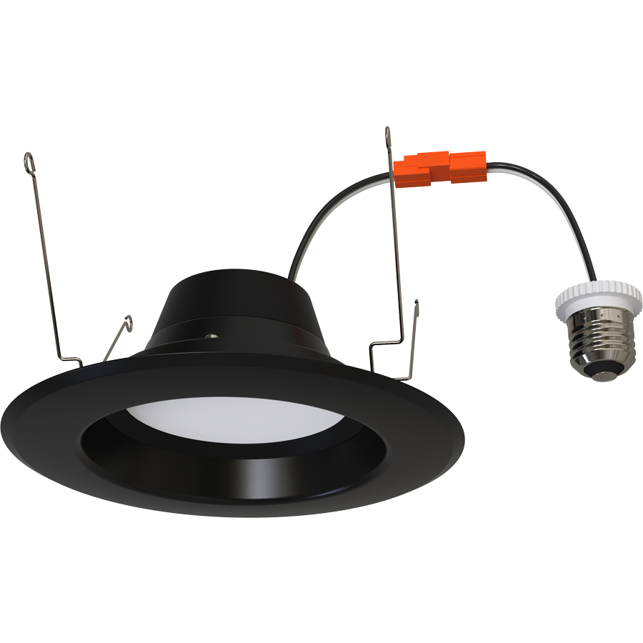 RAB Lighting R34X 6 In. Retrofit Downlight, 14/11/7.5W, CCT Selectable, CRI90, TRIAC/ELV, Black, Smooth Trim, R34X-6-B