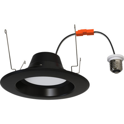 RAB Lighting R34X 6 In. Retrofit Downlight, 14/11/7.5W, CCT Selectable, CRI90, TRIAC/ELV, Black, Smooth Trim, R34X-6-B
