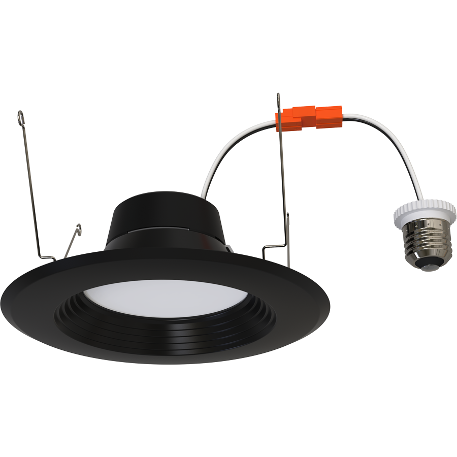 RAB Lighting R34X 6 In. Retrofit Downlight, 14/11/7.5W, CCT Selectable, CRI90, TRIAC/ELV, Black, Baffle Trim, R34X-6B-B