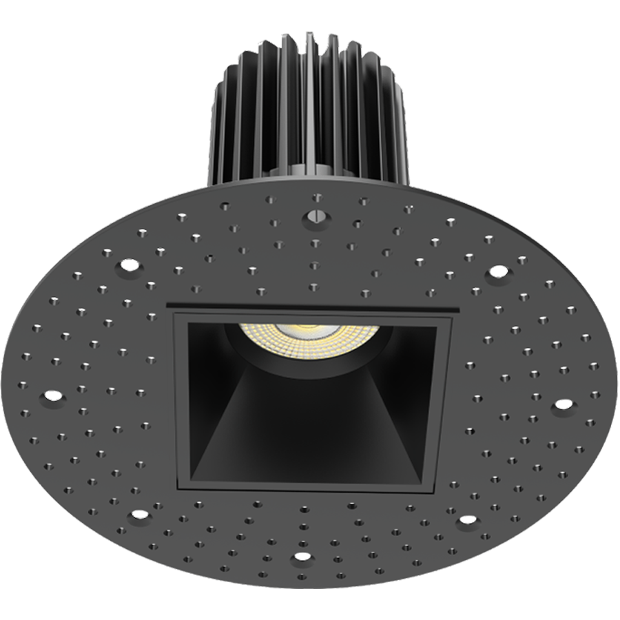 RAB Lighting R3STLB Trimless 3 In. Square Recessed, 15W, CCT Selectable, CRI90, TRIAC, Black, R3STLB