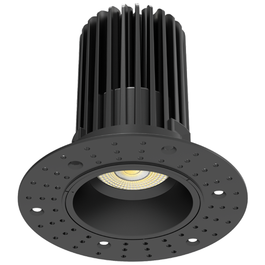 RAB Lighting R3TLB Trimless 3 In. Round Recessed, 15W, CCT Selectable, CRI90, TRIAC, Black, R3TLB