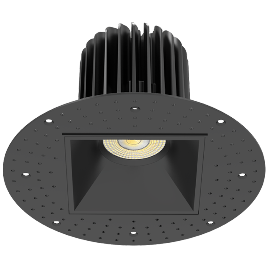 RAB Lighting Trimless 4 In. Square Downlight, 20W, CCT Selectable, CRI90, TRIAC, Black, R4STLB