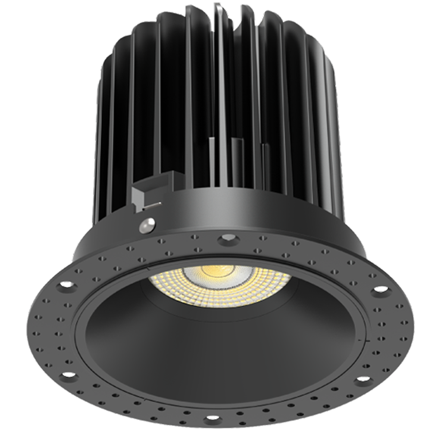 RAB Lighting Trimless 4 In. Round Downlight, 20W, CCT Selectable, CRI90, TRIAC, Black, R4TLB