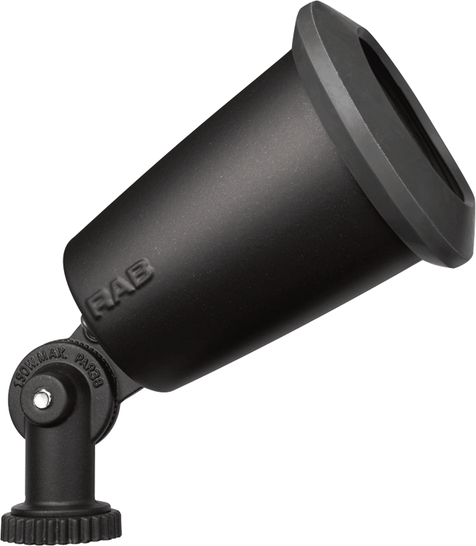 RAB Lighting R90M Flood Light, 150W, PAR38, Molded Gasket, Black, R90MB